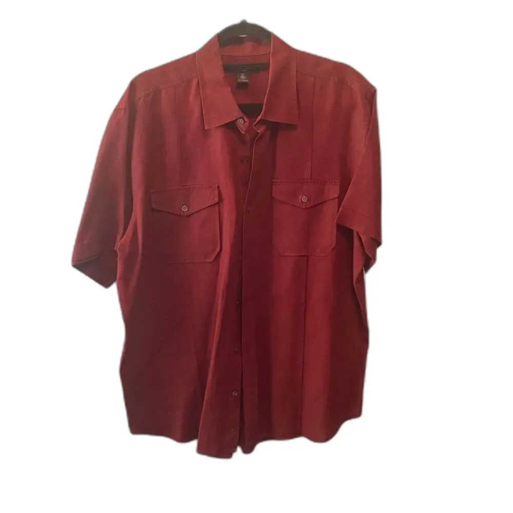 Banana Republic Men’s XL 100% Linen Brick Red Short Sleeve Utility Shirt